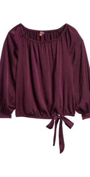 Vince Camuto Women's Burgundy Long-Sleeve Blouse |Vince Camuto In Lebanon