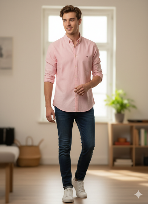 Jack & Jones Men's Pink Slim Spring Otto Shirt | Jack & Jones In Lebanon