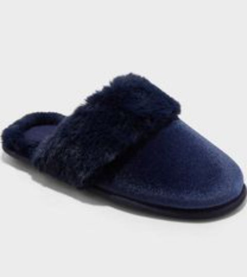 Auden Women's Navy Rae Velvet Scuff Slippers | Auden In Lebanon