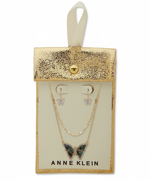 Anne Klein Women's Gold-Tone Pave & Stone Layered Pendant Necklace & Drop Earrings | Anne Klein In Lebanon