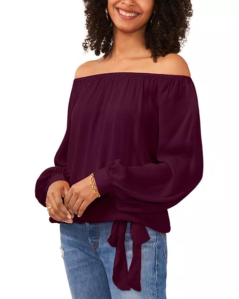 Vince Camuto Women's Burgundy Long-Sleeve Blouse |Vince Camuto In Lebanon