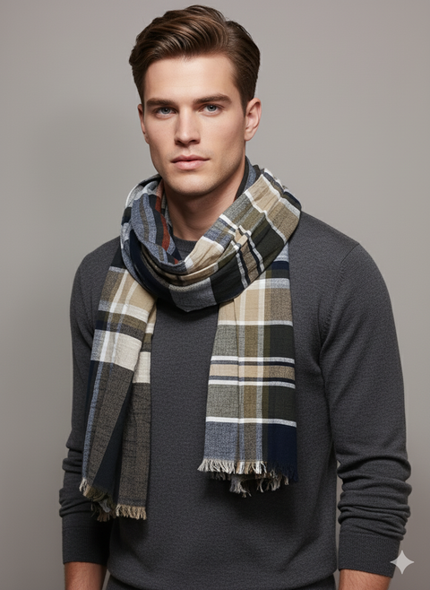 Lerros Men's Multicolor Check Print Scarf | Lerros In Lebanon