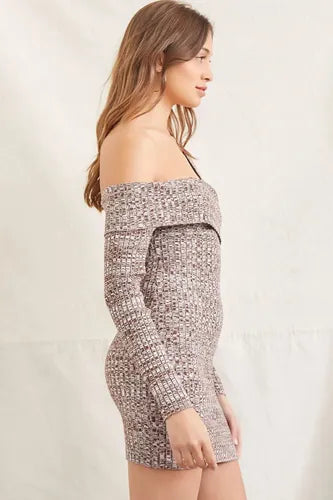 Forever 21 Women's Brown & White One Shoulder Ribbed Dress | Forever 21 In Lebanon