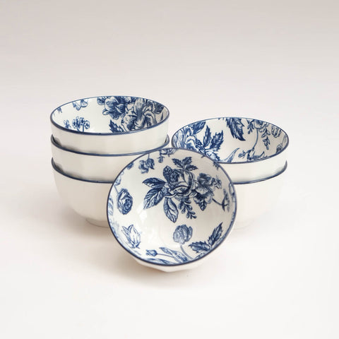 Hinox White & Navy Pack Of 6 Serving Bowls A-6 | Hinox In Lebanon