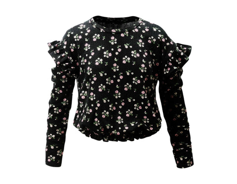 Colette Lilly Girl's Black Floral Printed Long Sleeve Blouse |Colette Lilly In Lebanon