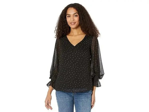 Vince Camuto Women's Black Long-Sleeve Blouse | Vince Camuto In Lebanon