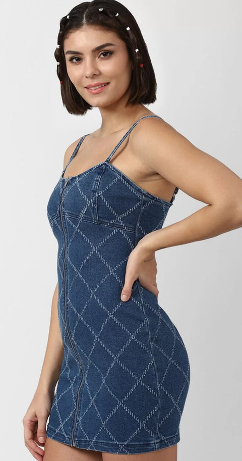 Forever 21 Women's Blue Denim Sleeveless Full Zip Mini Dress | Forever 21 In Lebanon