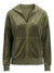 Felina Women's Olive Green Velvet Hooded Zip Up Pajama top