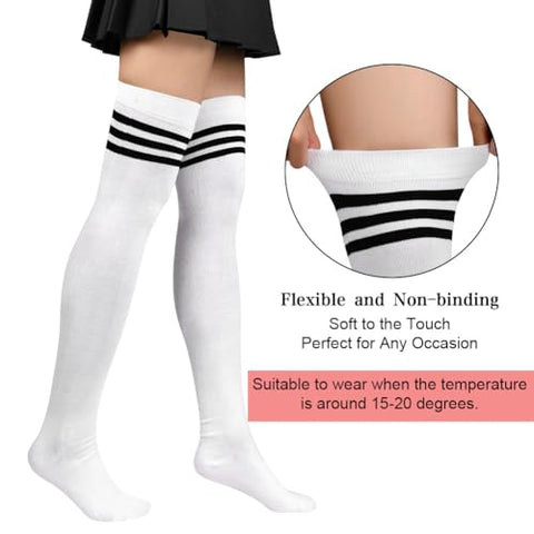 Forever 21 Women's White & Black Over The Knee 1 Pair Socks | Forever 21 In Lebanon