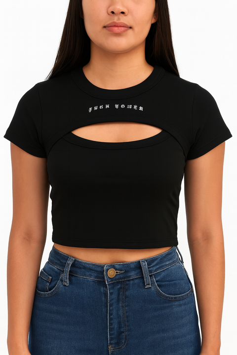 Forever 21 Women’s Black Cut-Out Short Sleeve Blouse |Forever 21 In Lebanon