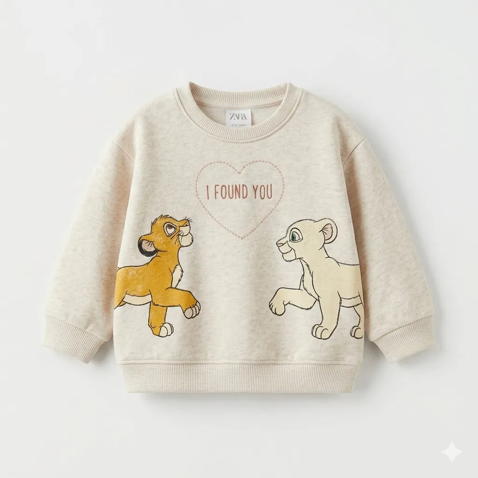 Zara Baby Girl's Beige Disney Minimalist Crew Neck Printed Long Sleeve Sweatshirt|Zara in Lebanon