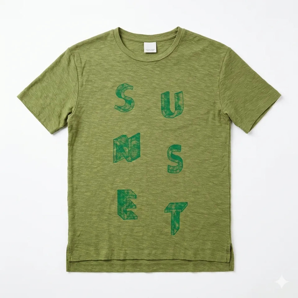 Zara Boy's Green Isometric Sunset Graphic T-Shirt|Zara In Lebanon