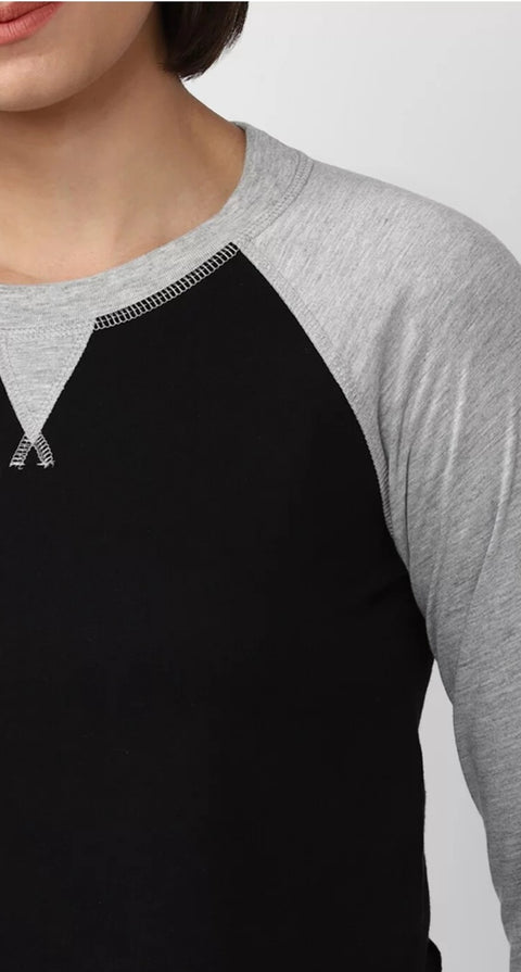 Forever 21 Women's Black & Gray Long Sleeve Crop Top | Forever 21 In Lebanon