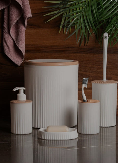 Sosa Casa Set Of 5pcs Ribbed Luxury Bathroom Accessory Set | Sosa Casa In Lebanon