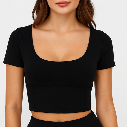 Forever 21 Women's Black Short Sleeve Crop Top | Forever 21 In Lebanon