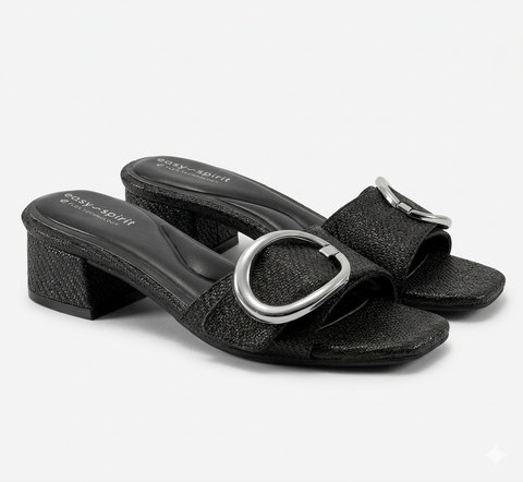 Easy Spirit Women's Black Roxana Eflex Buckle Block Heel Sandal | Easy Spirit In Lebanon