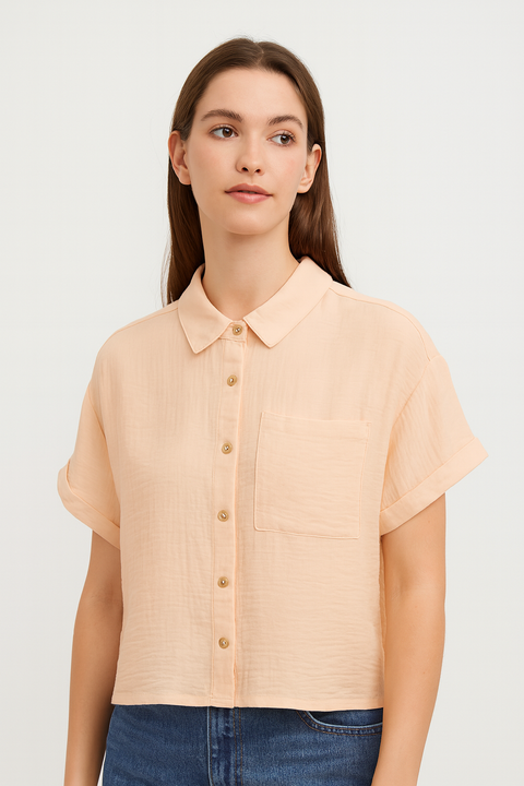 Forever 21 Women's Georgia Peach Short Sleeve Shirt | Forever 21 In Lebanon
