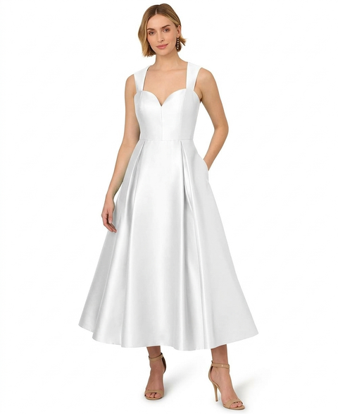 Adrianna Papell Women's White Mikado Fit & Flare Dress | Adrianna Papell In Lebanon