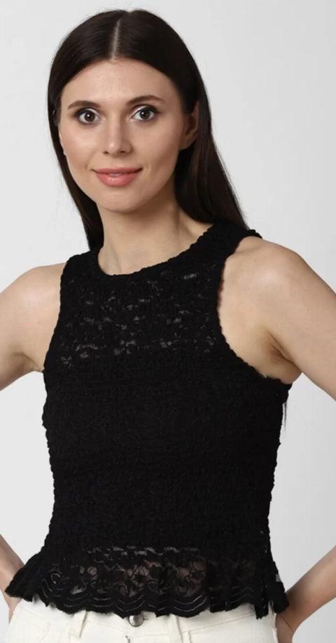 Forever 21 Women's Black Lace Sleeveless Blouse |Forever 21 In Lebanon