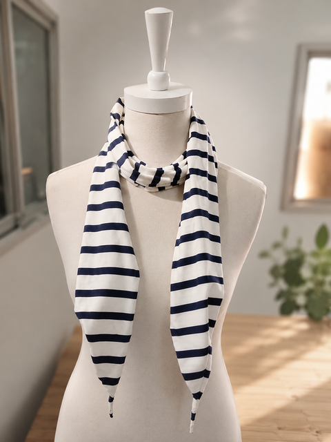 Charanga Girl's White & Navy Striped Scarf | Charanga In Lebanon