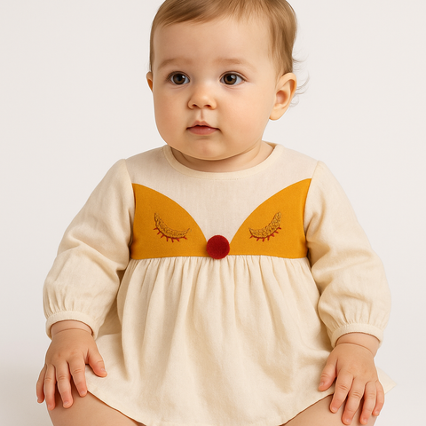 Mango Baby Girl's Off White Long Sleeves Dress |Mango In Lebanon