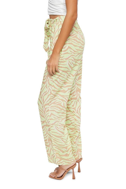 Forever 21 Women's Brown & Green Animal Printed Pant |Forever 21 In Lebanon