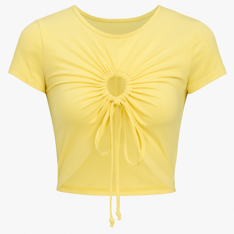 Forever 21 Women’s Pale Yellow Cut-Out Short Sleeve Blouse  |Forever 21 In Lebanon