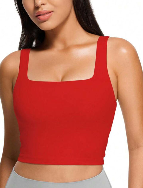 Forever 21 Women's Red Square Neck Sleeveless Crop Top | Forever 21 In Lebanon