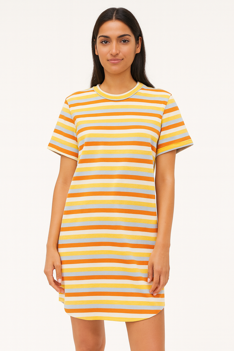Forever 21 Women's Orange Multi Short Sleeve Dress | Forever 21 In Lebanon