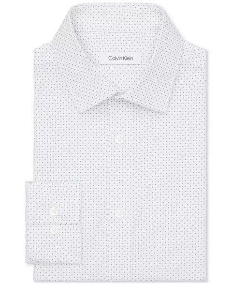 Calvin Klein Men's White Checkered Refined Cotton Slim Fit Wrinkle Free Stretch Shirt | Calvin Klein In Lebanon