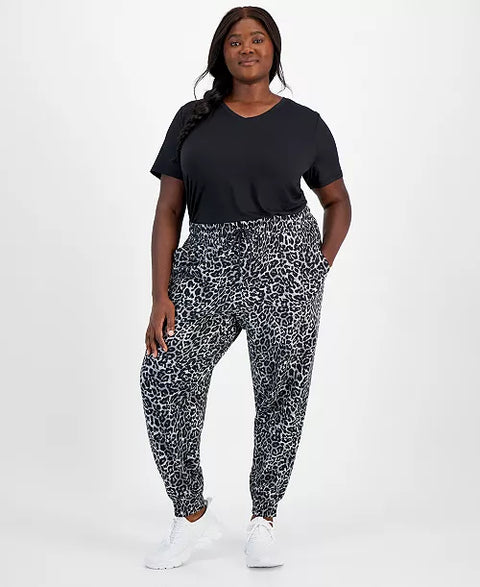 ID Ideology Black & Gray Plus Size Relaxed Animal-Print Fleece Jogger Sweatpants | ID Ideology In Lebanon