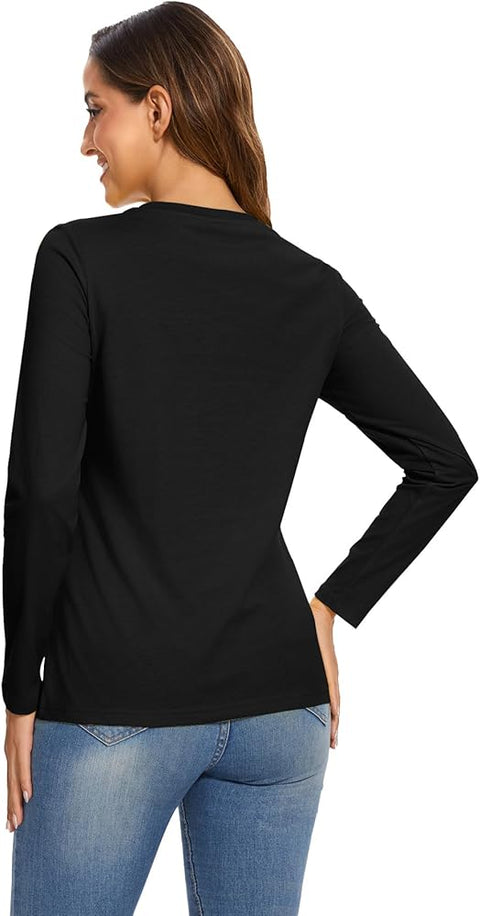 Aveto Women's Black V-Neck Long-Sleeved Blouse | Avecto In Lebanon