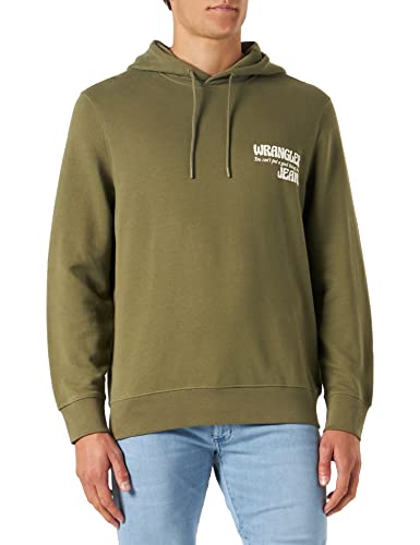 Wrangler Men's Dark Green Slogan Hoodie | Wrangler In Lebanon