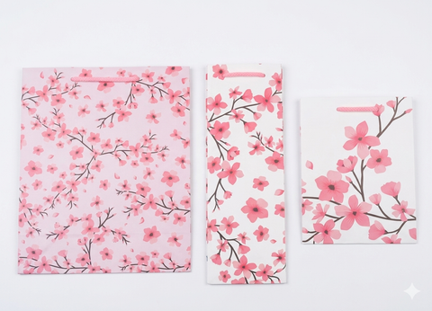 SD Pink Floral 3 Pcs Set Of Gift Bags|SD In Lebanon