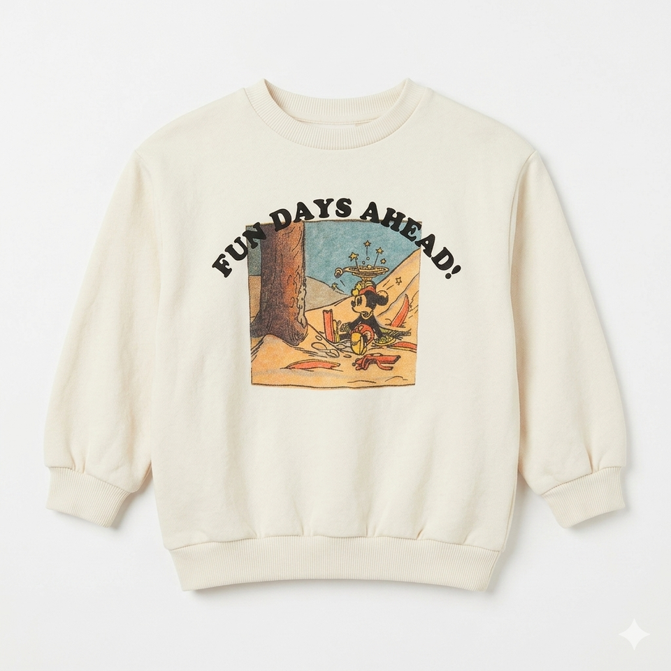 Zara Girl's Cream Fun Days Ahead Graphic Disney Mickey Print Sweatshirt|Zara in Lebanon
