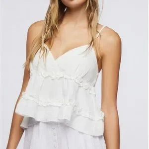 Forever 21 Women's White V- Neck Sleeveless Crop Top | Forever In Lebanon