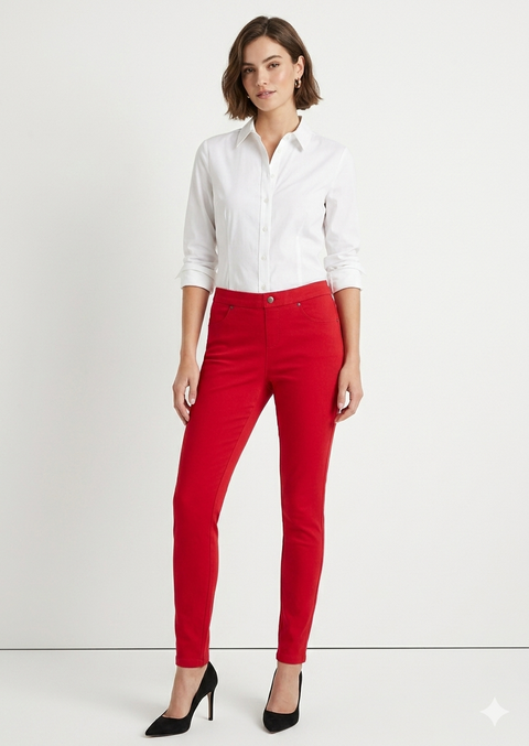 Memoi Women's Red Ponte Leggings | Memoi In Lebanon