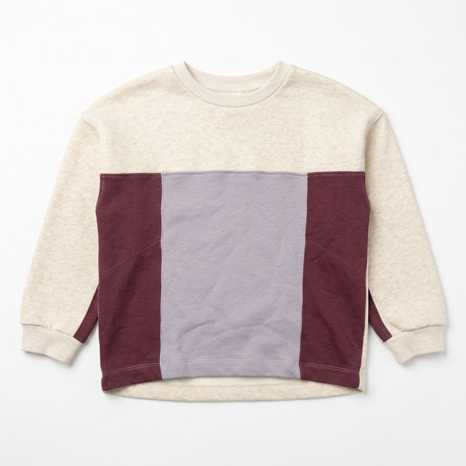Zara Girl's Beige & Purple Color Block Crew Neck Sweatshirt|Zara in Lebanon