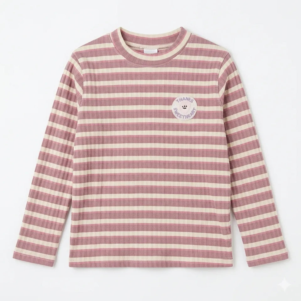 Zara Girl's Pink & White Striped Print Long Sleeve Blouse|Zara in Lebanon
