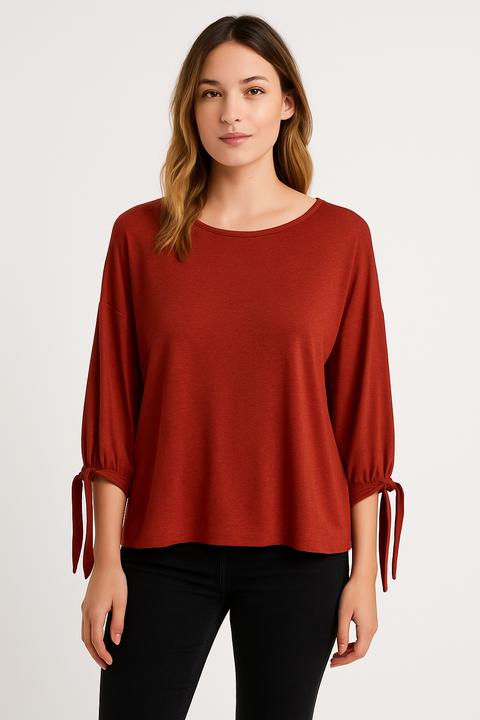 Mango Women's Brick Red Long-Sleeve Blouse| Mango in Lebanon