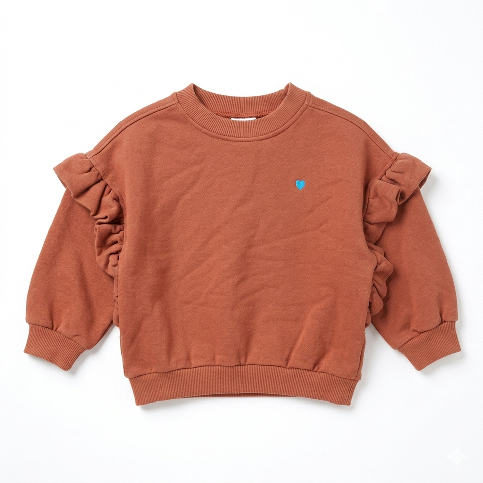 Zara Baby Girl's Washed Rust Ruffled Sleeve Sweatshirt|Zara in Lebanon