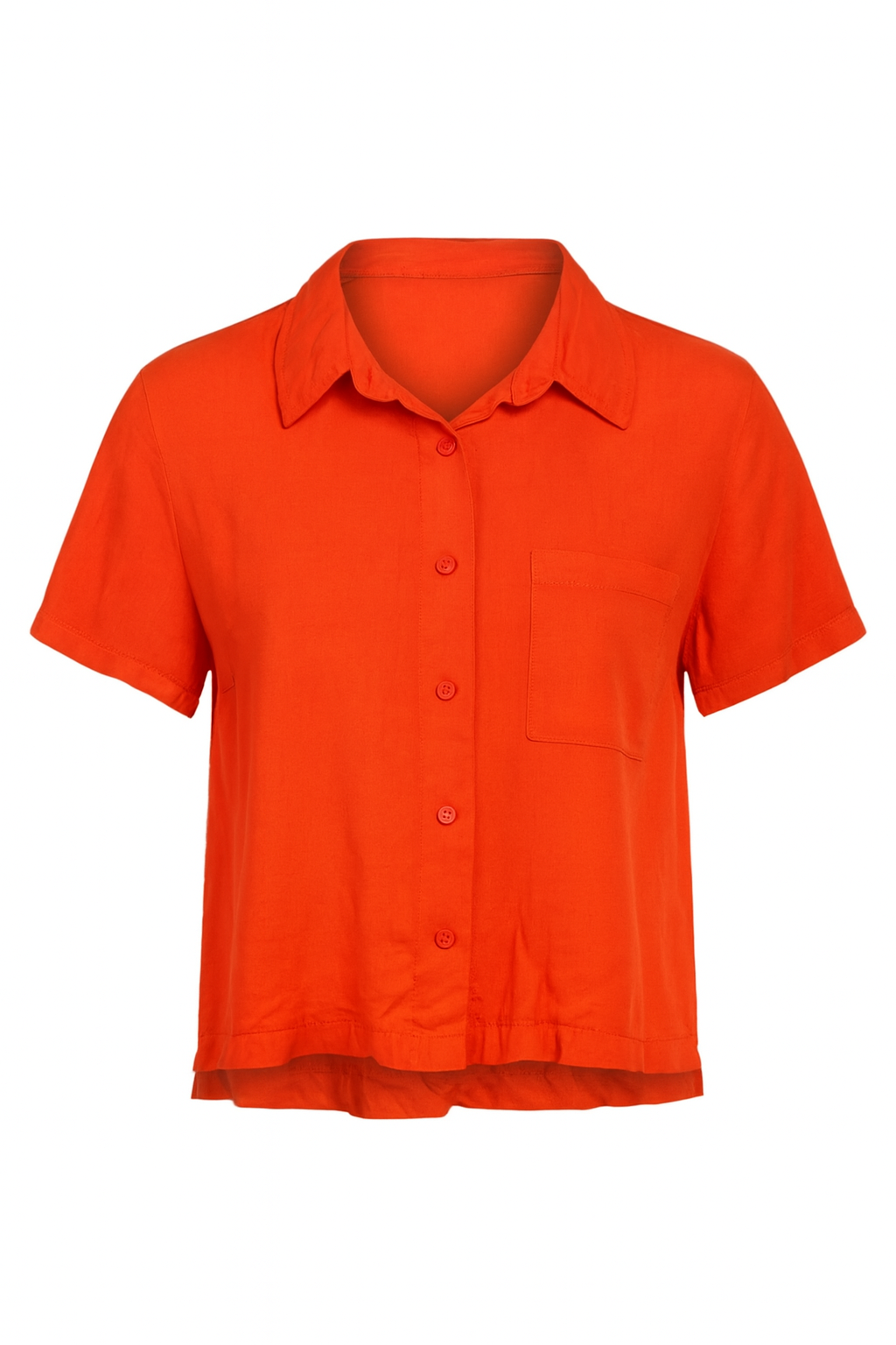 Forever 21 Women's Red Orange Short Sleeveless Button Down Shirt | Forever 21 In Lebanon
