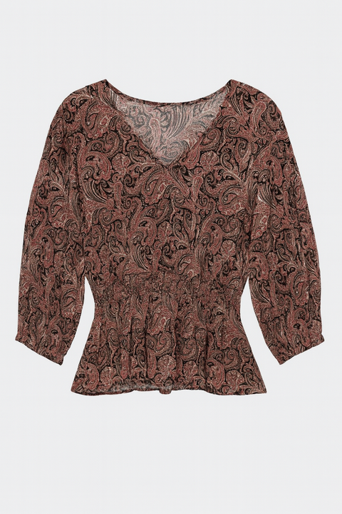 Forever 21 Women’s Printed V Neck 3/4 Sleeve Blouse |Forever 21 In Lebanon