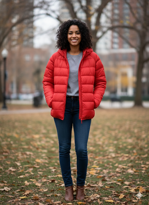Scout Women's Red Hooded Puffer Jacket |Scout In Lebanon