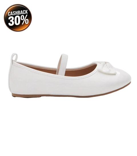 Sinsay Girl's Of White Glossy Leather With Fabric Bow Ballerina | Sinsay In Lebanon