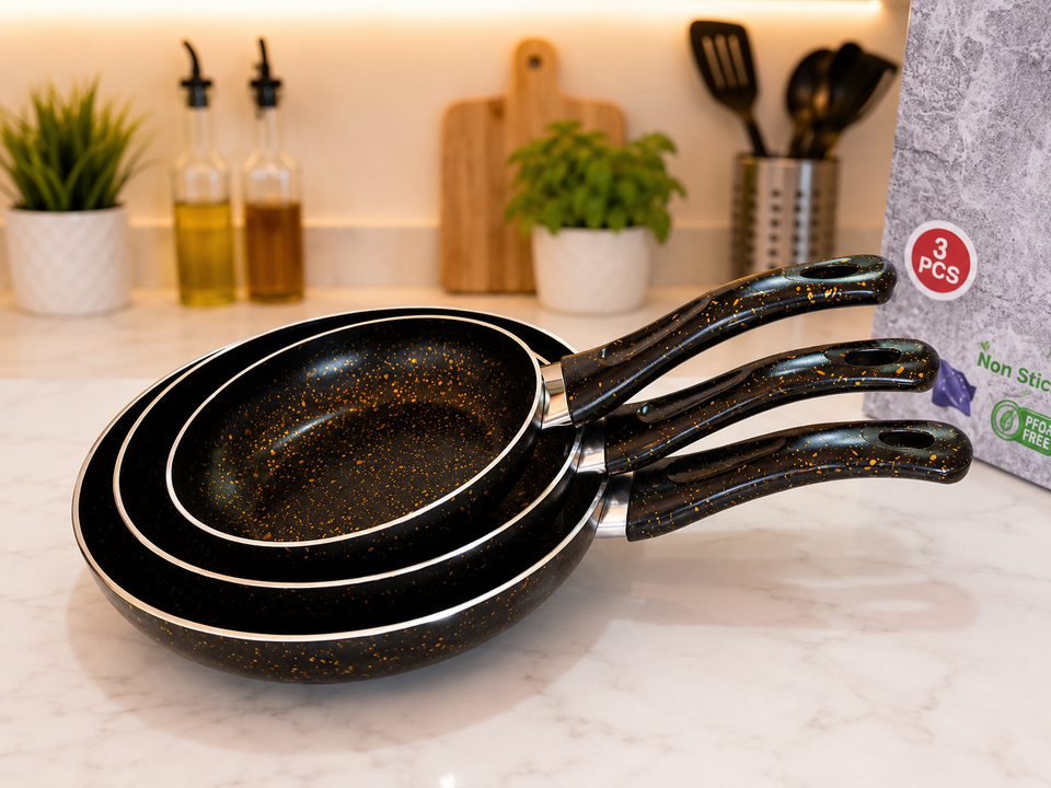 Elsaeidy Black Set Of 3 Non-Stick Pans | Elsaeidy In Lebanon