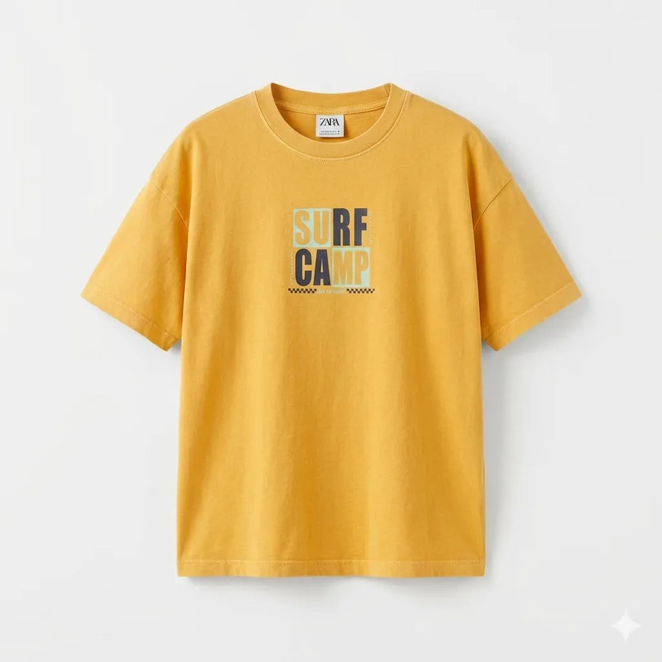 Zara Boy's Light Orange Surf Camp Graphic Crew Neck T-Shirt|Zara In Lebanon