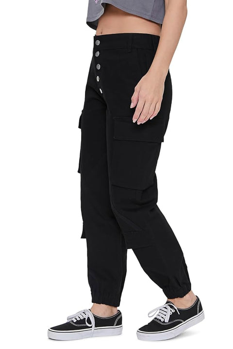 Forever 21 Women's Black Denim Cargo Jogger | Forever 21 In Lebanon