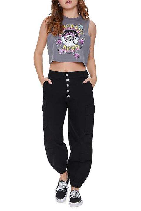 Forever 21 Women's Black Denim Cargo Jogger | Forever 21 In Lebanon