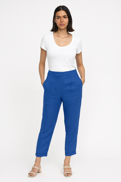 Forever 21 Women's Navy Blue High Rise Pant | Forever 21 In Lebanon